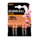 Pila alkalina duracell plus power aaa - lr03 1,5v (blister 4 unid.) ø10,5x44,5mm