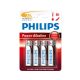 Pila alkalina philips aa - lr06 1,5v (blister 4 unid.) ø14,5x50,5mm